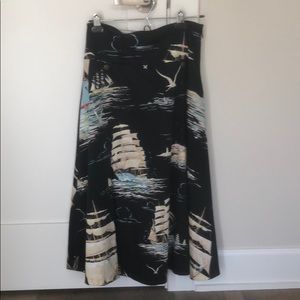 Anthropologie Midi Length Patterned Skirt